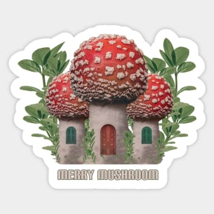 Vintage Merry Mushroom Sticker